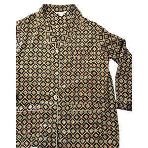 Vintage Victorias Secret Womens Satin Pajama Top Sz L Geometric Diamond Pattern